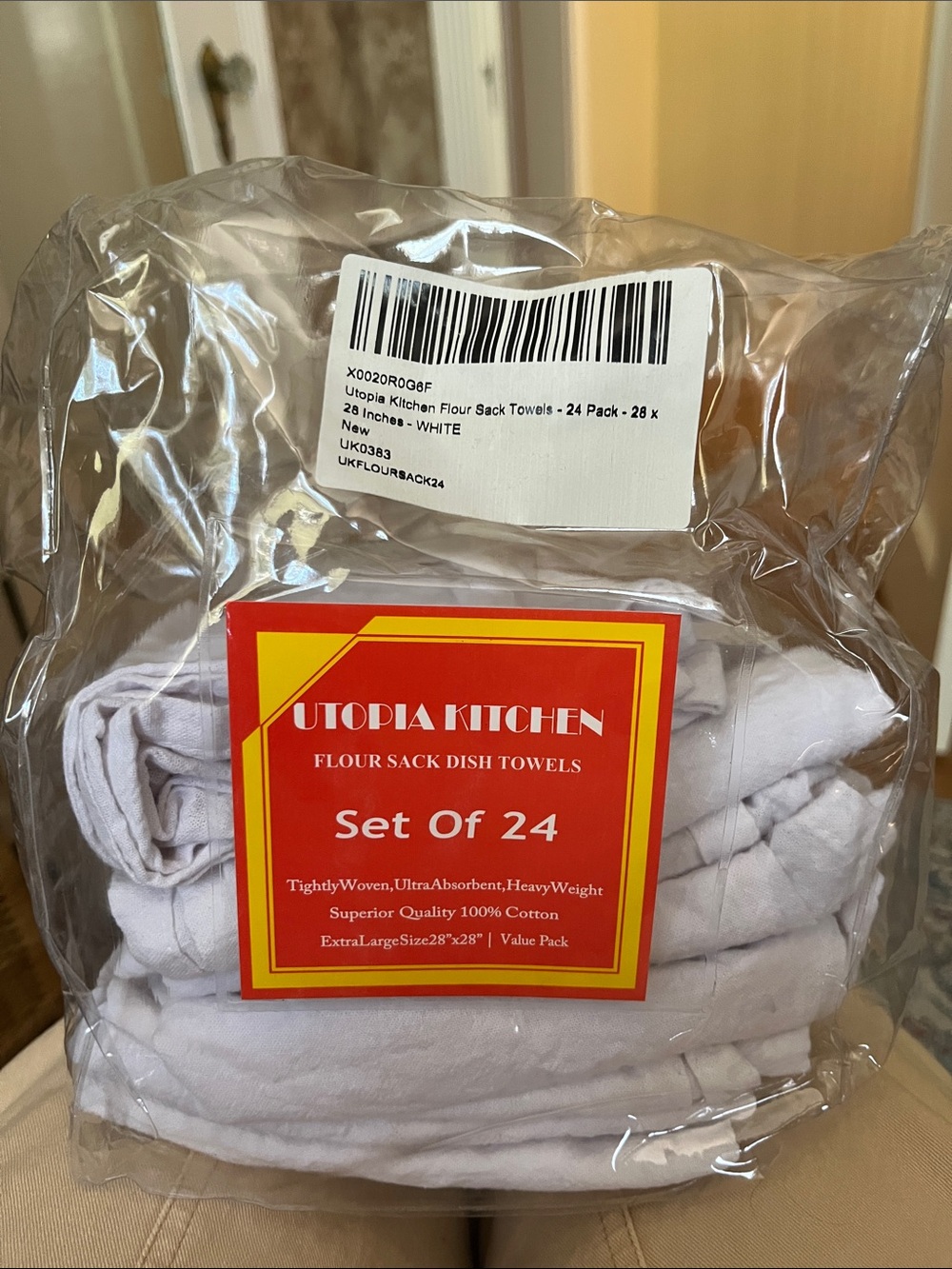 Set of 8 White Flour Sack Dish Towels - Pack of Kitchen Towels - Picture 2 of 2